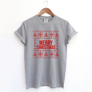 Simply Sage Market Women's Merry Christmas Sweater Short Sleeve Garment Dyed Tee - 1 of 4