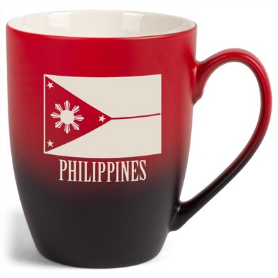 Elanze Designs Philippines Flag 12 Ounce Ceramic Laser-Etched Engraved Drinkware Mug, Red and Black Ombre