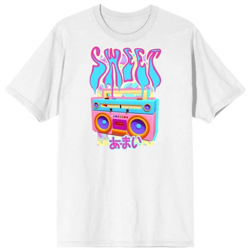 Chrome Baddie Y2k Sweet Pastel Rainbow Boombox Crew Neck Short Sleeve  Women's White T-shirt-medium : Target