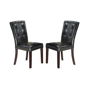 Simple Relax Set of 2 Leather Upholstered Dining Chairs in Black - 1 of 4