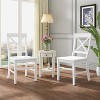 VYNXARIA Farmhouse Acacia Wood Dining Chairs, White (Set of 2) - 2 of 4