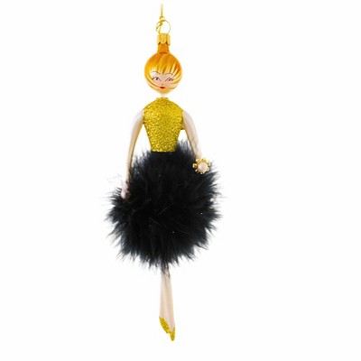 Italian Ornaments 7.0 Inch Lady In Feather Dress Sophisticated Lady Tree Ornaments