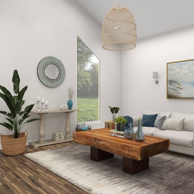 Coastal Charm Full-Length Oval Wood & Shell Wall Mirror