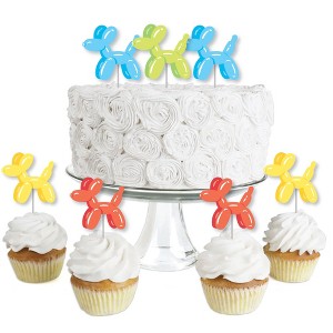 Big Dot of Happiness Balloon Animals - Dessert Cupcake Toppers - Happy Birthday Party Clear Treat Picks - Set of 24 - 1 of 4