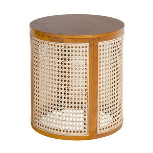 Dexmalle 15.70" Round End Table with Hollow Woven - 1 of 4