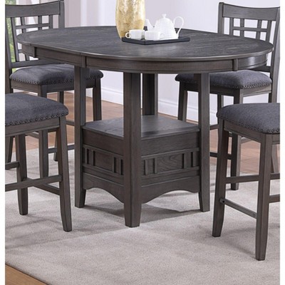 Sapphtopaz Round Dining Table Modern Counter Height Dining Table with Extension Leaf and Storage Base  Kitchen Table for Dining Room, Small Spaces