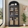 Arched Pantry Cabinet with Doors 71.4in Tall Wood Bookcase with 2 Drawers - 3 of 4