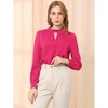 INSPIRE CHIC Women's Office Keyhole Elegant Stand Collar Long Sleeve Back Neck Button Blouse - 3 of 4