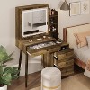 Heynemo Makeup Vanity Table Set with Sliding Lighted Mirror, 3 Color Touch Light, Small Vanity Desk with 4 Drawer & Hidden Shelves for Women Girls - 3 of 4