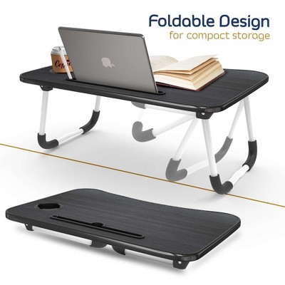 Nestl Large Black Foldable Laptop Desk with Cup Holder