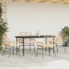 vidaXL 5-Piece Patio Dining Set - Brown PE Rattan Outdoor Furniture w/Tempered Glass Table for Garden, Backyard, and Deck - Includes Cushions - 3 of 4