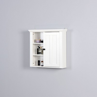 NicBex Bathroom Wall Storage Cabinet with 1 Door&3 Cubbies,Wall Mounted Cabinet for Bathroom,Kitchen,Bedroom&Living Room,MDF Board,White