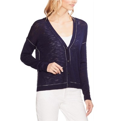 Vince Camuto Womens Contrast Piping Cardigan Sweater