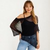 Anna-Kaci Women's Sheer Knit Asymmetrical Pullover Top with One Shoulder Design and Lightweight Texture - One Size Fits Most, Black - 2 of 4