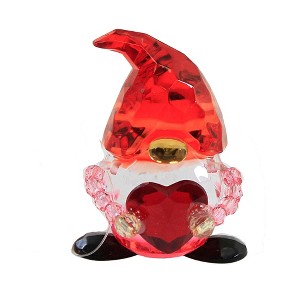 Crystal Expressions 2.25 In Love Gnome Love Faceted Heart Valentines Gnome Figurines - 1 of 3