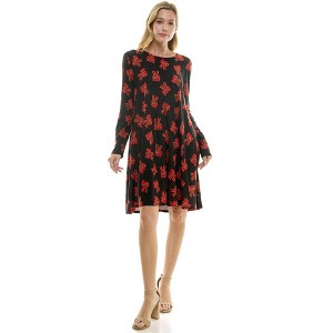 Harlow & Rose Womens Long Sleeve Christmas Print Dress - 1 of 4