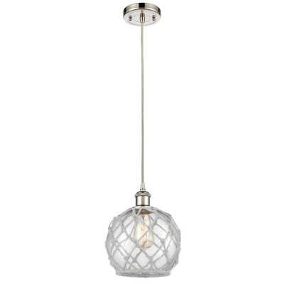 Farmhouse Rope - 1 Light Cord Hung Mini Pendant In Industrial Style-10 Inches Tall and 8 Inches Wide