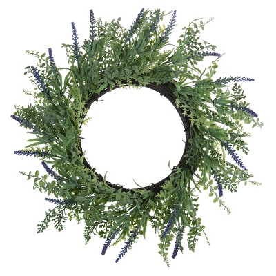Transpac Artificial 22 in. Green Spring Wispy Wreath