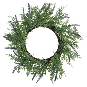 Transpac Artificial 22 in. Green Spring Wispy Wreath - 1 of 2