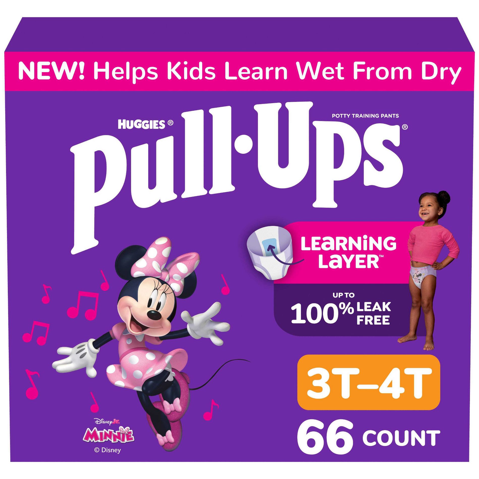 Pull-Ups Girls' Learning Designs Training Pants - Size 3T-4T - 66ct: Elastic Stretch Sides, Tear Away Sides, Leak Guards, No Fragrance Added
