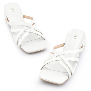 BLISSFUL STEP Women's Cross Strap Chunky Heel Square Toe Heeled Sandals - 1 of 4