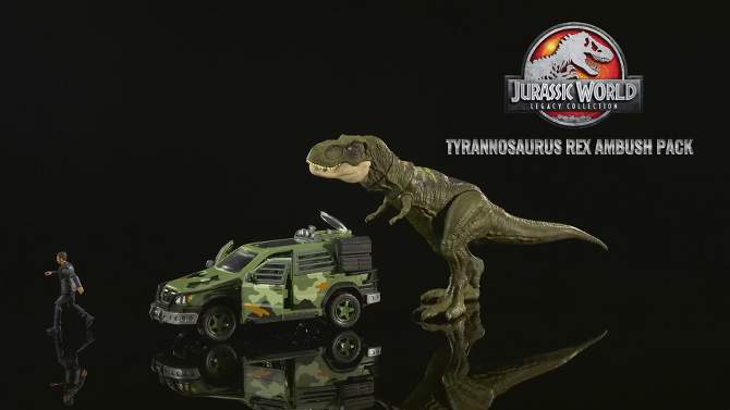 Jurassic World Legacy Tyrannosaurus Rex Ambush Toy Vehicle and Action Figure Set, 2 of 10, play video