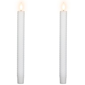 Northlight LED Flickering Flameless Taper Honeycomb Christmas Candles - 9.5" - White - Set of 2 - 1 of 4