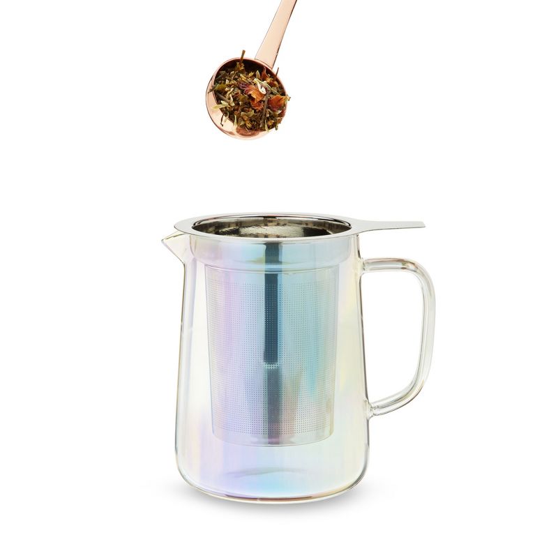 Pinky Up Chas Mini Glass Teapot, Loose Leaf Tea Infuser, Hot Tea or Iced Tea Maker, Small Teapot, 16 Ounce Loose Leaf Infuser, Iridescent, Set of 1, 4 of 8