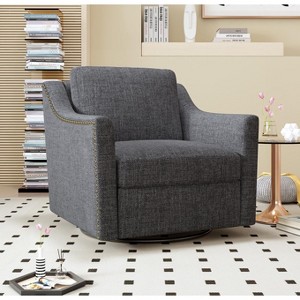Hrinhom 31.1"W 360°Swivel Chair,Modern Accent Armchair with Metal Base - 1 of 4