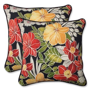 2pc Clemens Noir Outdoor Throw Pillows Black - Pillow Perfect - 1 of 4