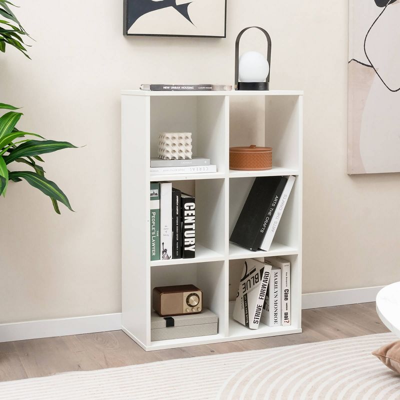 Tangkula 6-Cube Bookshelf 4-Tier Bookcase with 2 Anti-Tipping Kits & Floor Display Shelf, 2 of 10