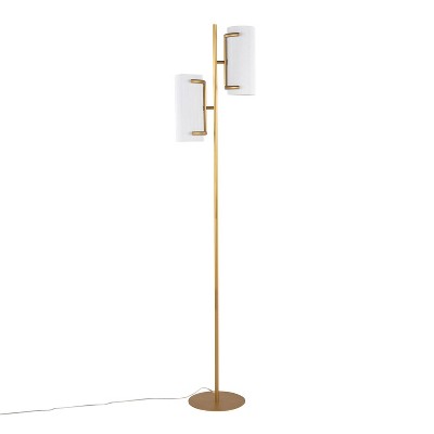 Rhonda 71" Gold Metal Floor Lamp with White Shades