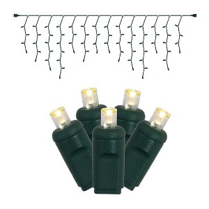 Vickerman 70 Pure White Wide Angle LED Icicle Light on Green Wire, 9' Light Strand. - 1 of 2