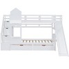 NicBex Full Over Full/Twin over Twin Bunk Bed with 2 Drawers 3 Shelves,Castle Style Loft Bed with Slide for Bedroom,Pink/White/Gray/Blue - 4 of 4