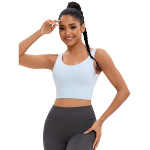 INSPIRE CHIC Women's Full Coverage Deep V-Back Workout Fixed Cup Comfort Sports Bras - 1 of 4