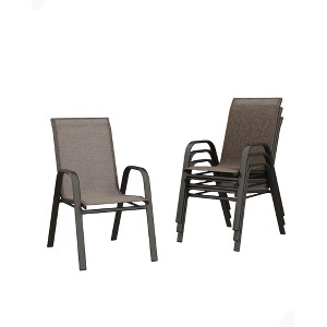 Set of 4 Outdoor Stackable Patio Chairs - High-Back Metal Frame with Durable Textilene Fabric - Perfect for Lawn, Backyard, Deck, and Garden - 1 of 4