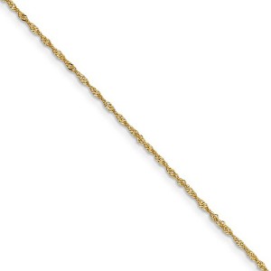 Black Bow Jewelry 1.1mm, 14k Yellow Gold, D/C Singapore Chain Necklace - 1 of 4