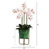 Nearly Natural 43-in Artificial Orchid Arrangement in Patina Metal Planter with Stand - 2 of 4