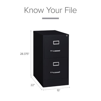 Black 2-Drawer Lockable Vertical File Cabinet