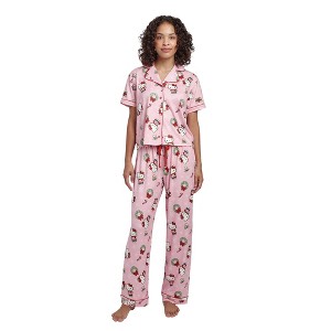 Hello Kitty Holiday All-Over Print Women's Button-Down Shirt And Pants Traditional 2-Piece Pajama Set - 1 of 4