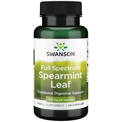 Swanson Herbal Supplements Full Spectrum Spearmint Leaf 400 mg 60 Caps.