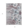 Teal Blue Aqua And Ivory Floral Washable Indoor Outdoor Area Rug - 3 of 4