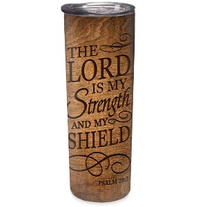 Elanze Designs Lord Strength Shield Mocha Woodgrain 20 ounce Stainless Steel Travel Tumbler - 1 of 4