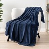 PAVILIA Fleece Pom Pom Blanket Throw for Sofa Bed, Soft Lightweight Pompom Fringe Blanket for Couch - 4 of 4