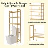Artloge Large Bamboo Over The Toilet Storage Rack 3 Tier Cabinet Organizer Adjustable Height Shelf with 2 Hooks for Bathroom Laundry - 4 of 4