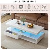 LED Coffee Table with Large Storage Space and Open Shelves, One Size, Dining, Meeting, Displaying, Serving, White - 4 of 4