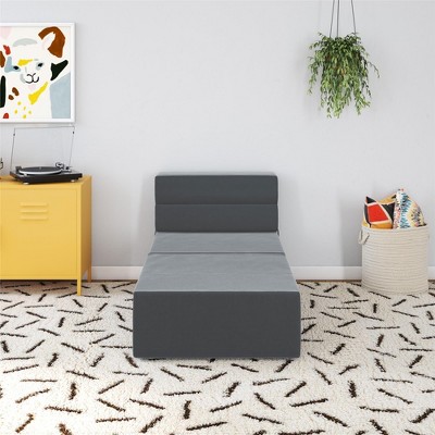 Medium Gray Velvet Rectangular Pouf Ottoman