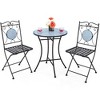 3pcs Patio Bistro Set Outdoor Furniture Mosaic Table Chairs All Weather Garden - 2 of 4