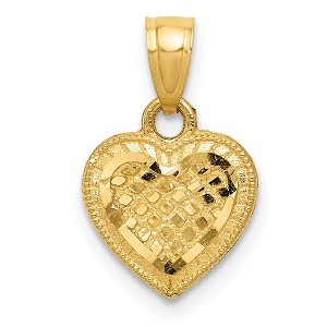Black Bow Jewelry 14k Yellow Gold Diamond Cut Lattice Heart Pendant, 10mm - 1 of 4