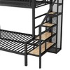 NicBex Twin over Full Bunk Bed with Guardrail,Metal Loft Bed with Storage Staircase and Open Wardrobe,Modern Bunk Beds,Bunk Beds for Bedroom - 4 of 4
